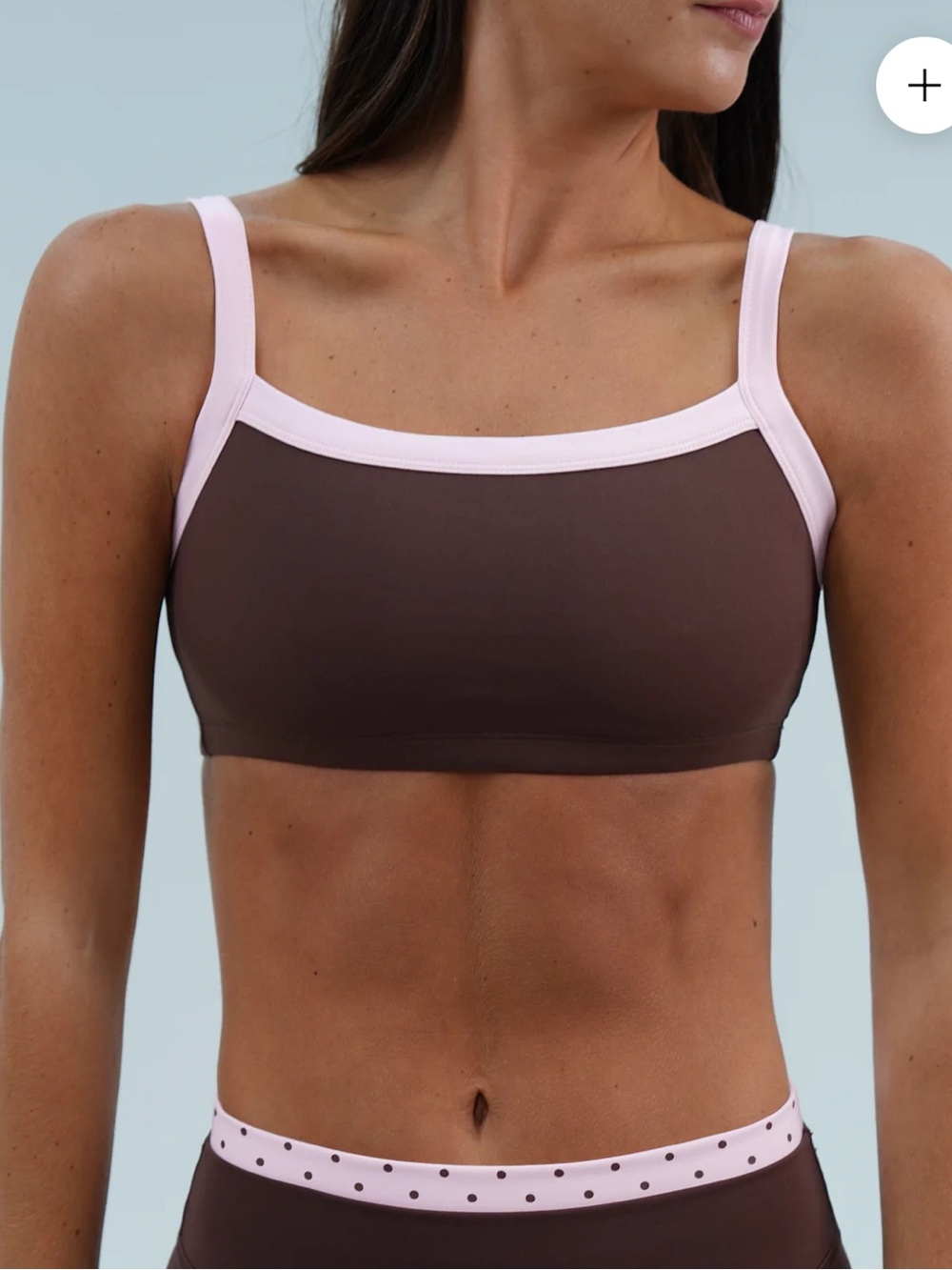 BASIC CONTRAST BRA & LAYERED SCULPT SHORT V2 - MOCHA BROWN & SOFT PINK